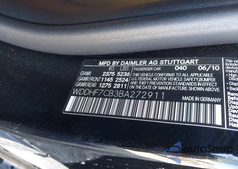 2011 Mercedes-Benz E 550 from USA, damaged, VIN WDDHF7CB3BA272911